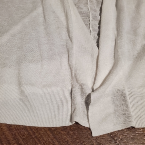 LOFT White Open Front Cardigan Waterfall Hem Cap Sleeve Draped Bride Office XS - Picture 6 of 7